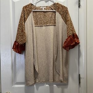 Maurice’s Women’s Medium Bohemian Open Front Cardigan with Floral Sleeves